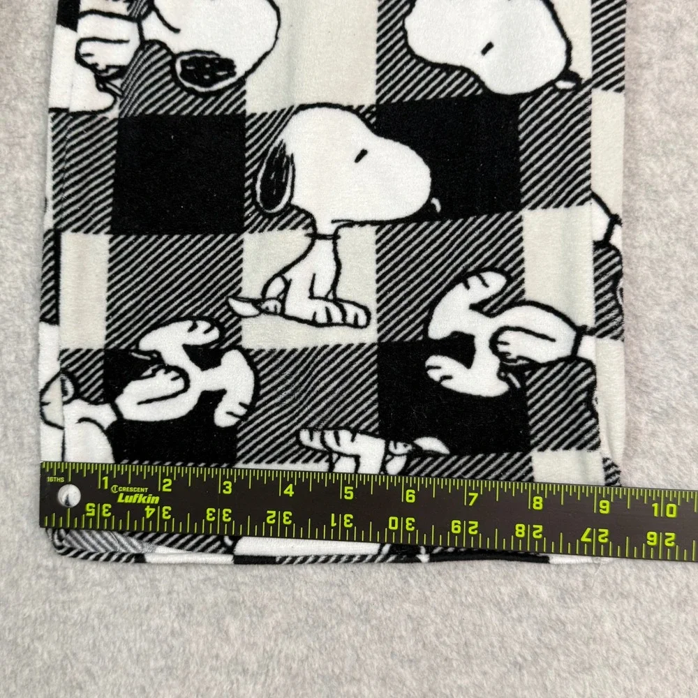 Peanuts Snoopy Pajama Pants Womens Medium Buffalo Plaid Black/White Fleece Pants